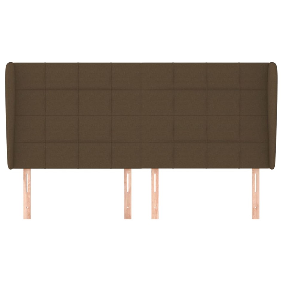 Cabecero con orejas de tela marrón oscuro 203x23x118/128