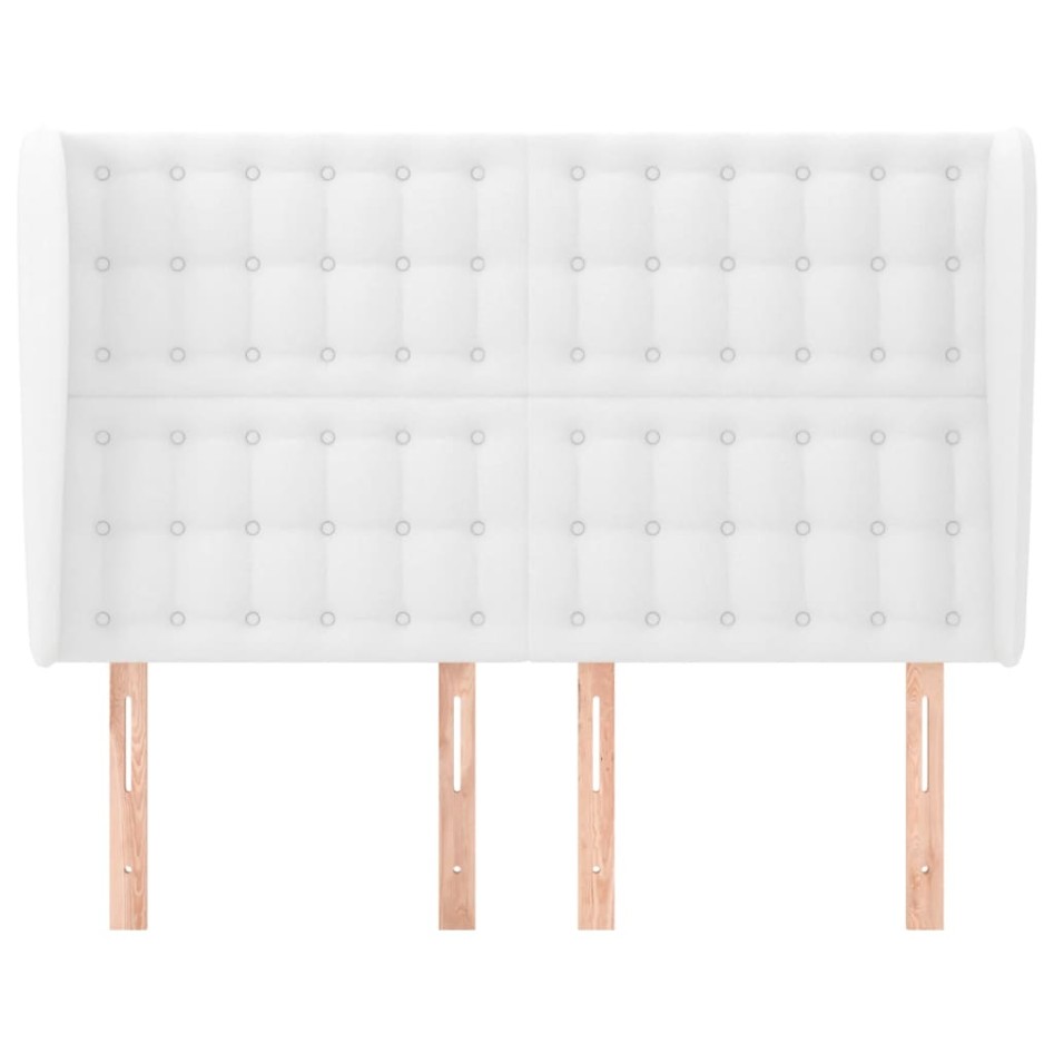 Cabecero con orejas de cuero sintético blanco 147x23x118/128