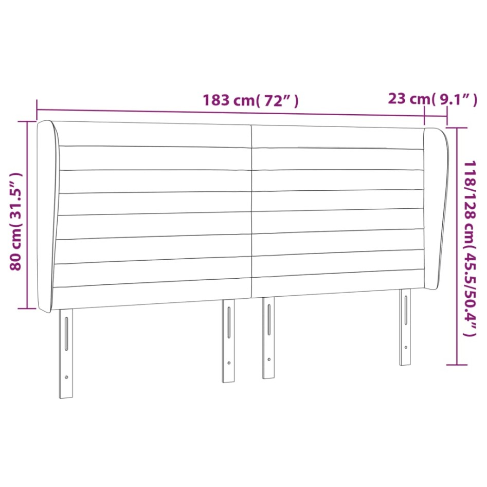 Cabecero con orejas de tela azul 183x23x118/128