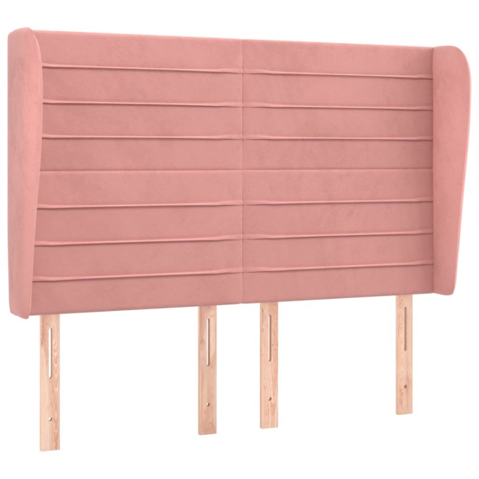 Cabecero con orejas de terciopelo rosa 147x23x118/128