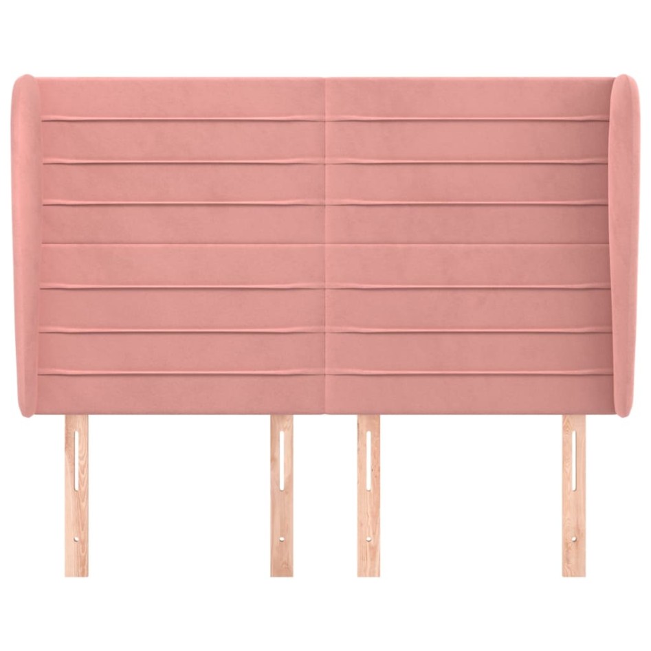 Cabecero con orejas de terciopelo rosa 147x23x118/128