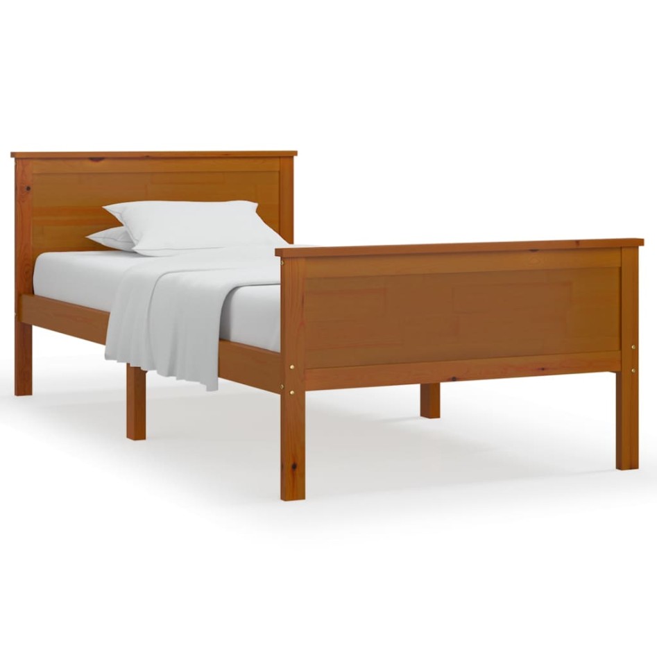 Estructura de cama madera maciza pino marrón miel 90x200