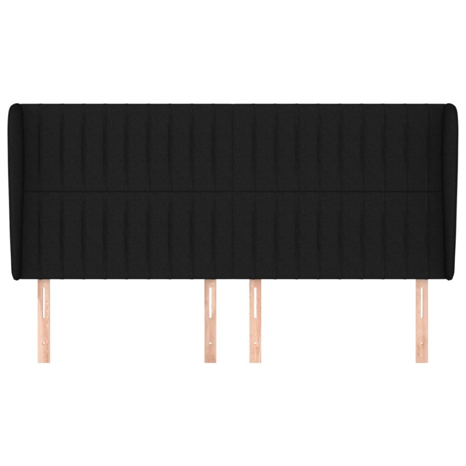 Cabecero con orejas de tela negro 183x23x118/128