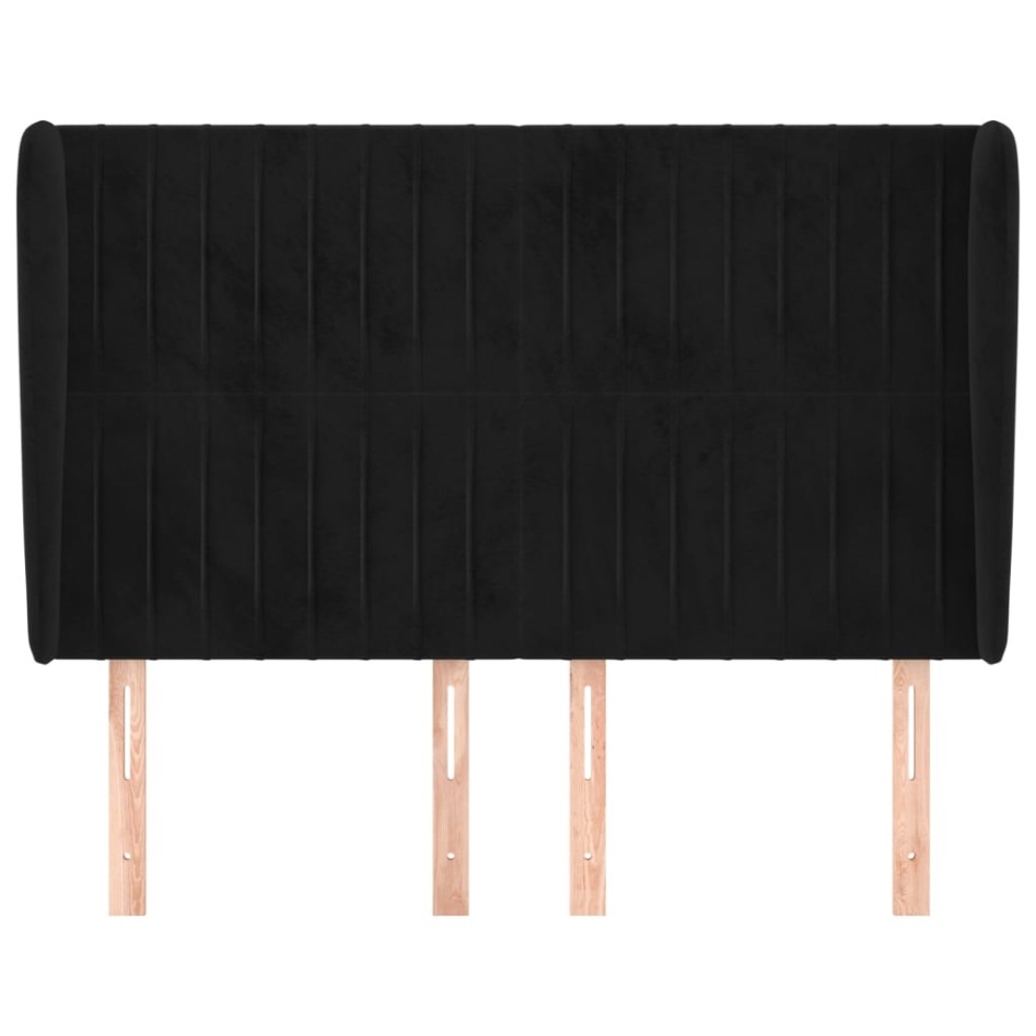 Cabecero con orejas de terciopelo negro 147x23x118/128