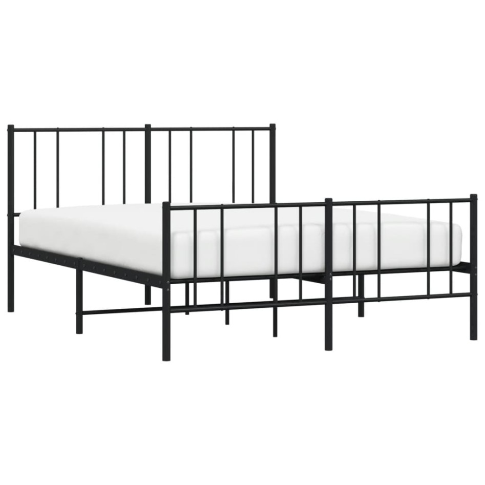 Estructura de cama cabecero y estribo metal negro 140x200