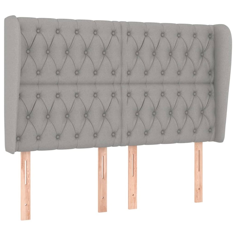 Cabecero con orejas de tela gris claro 147x23x118/128