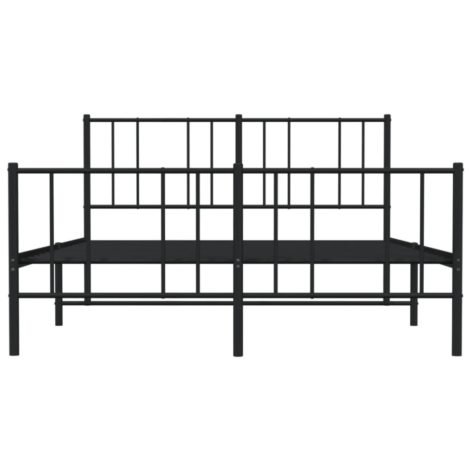 Estructura de cama cabecero y estribo metal negro 140x200