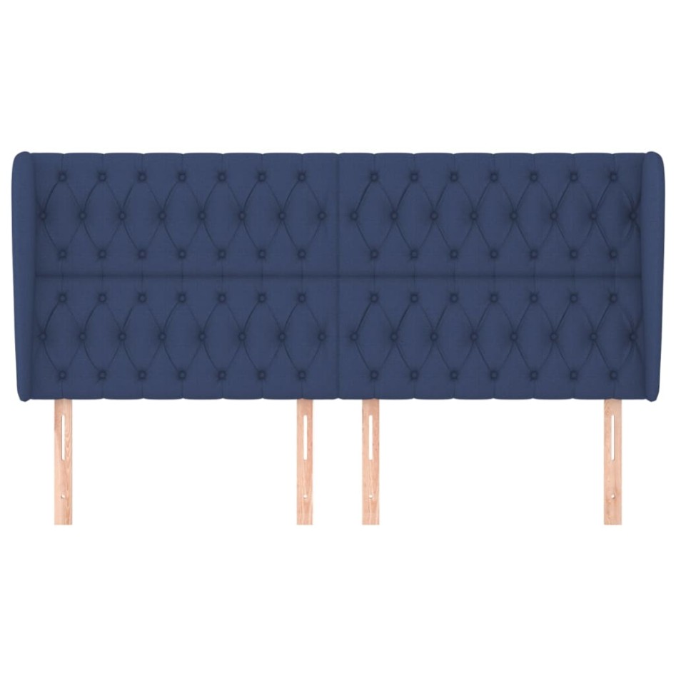 Cabecero con orejas de tela azul 203x23x118/128