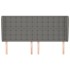 Cabecero con orejas de tela gris oscuro 183x23x118/128