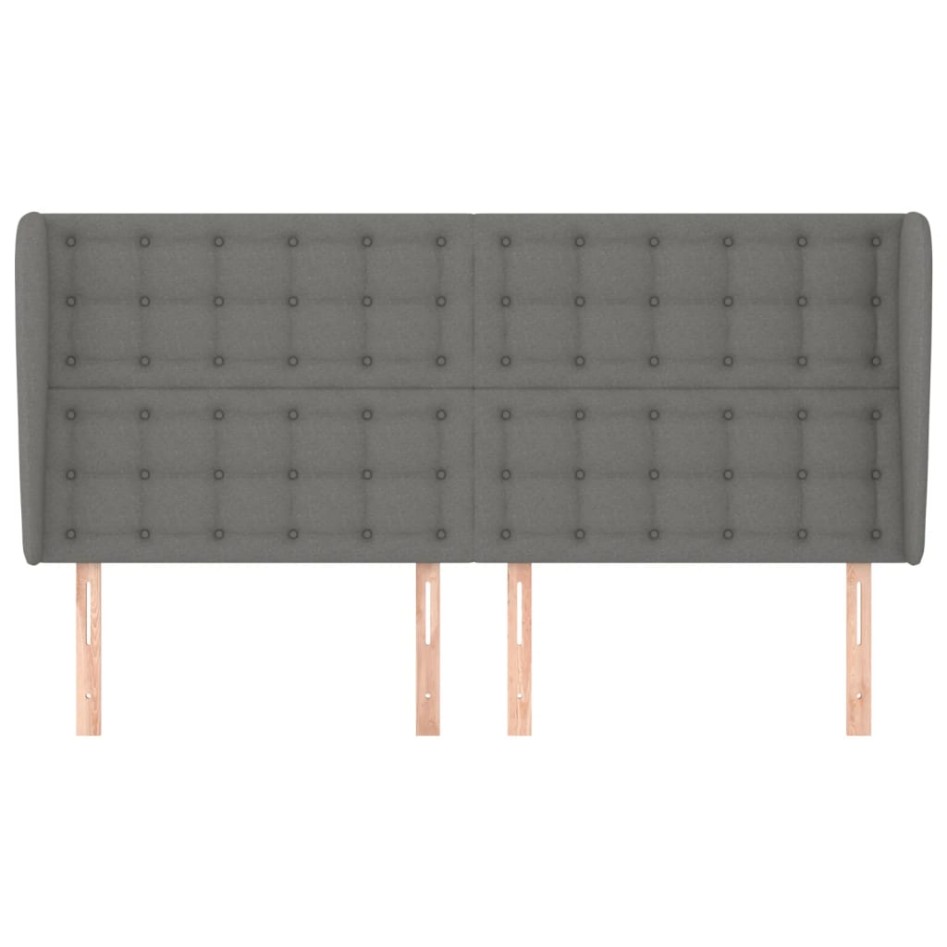 Cabecero con orejas de tela gris oscuro 183x23x118/128