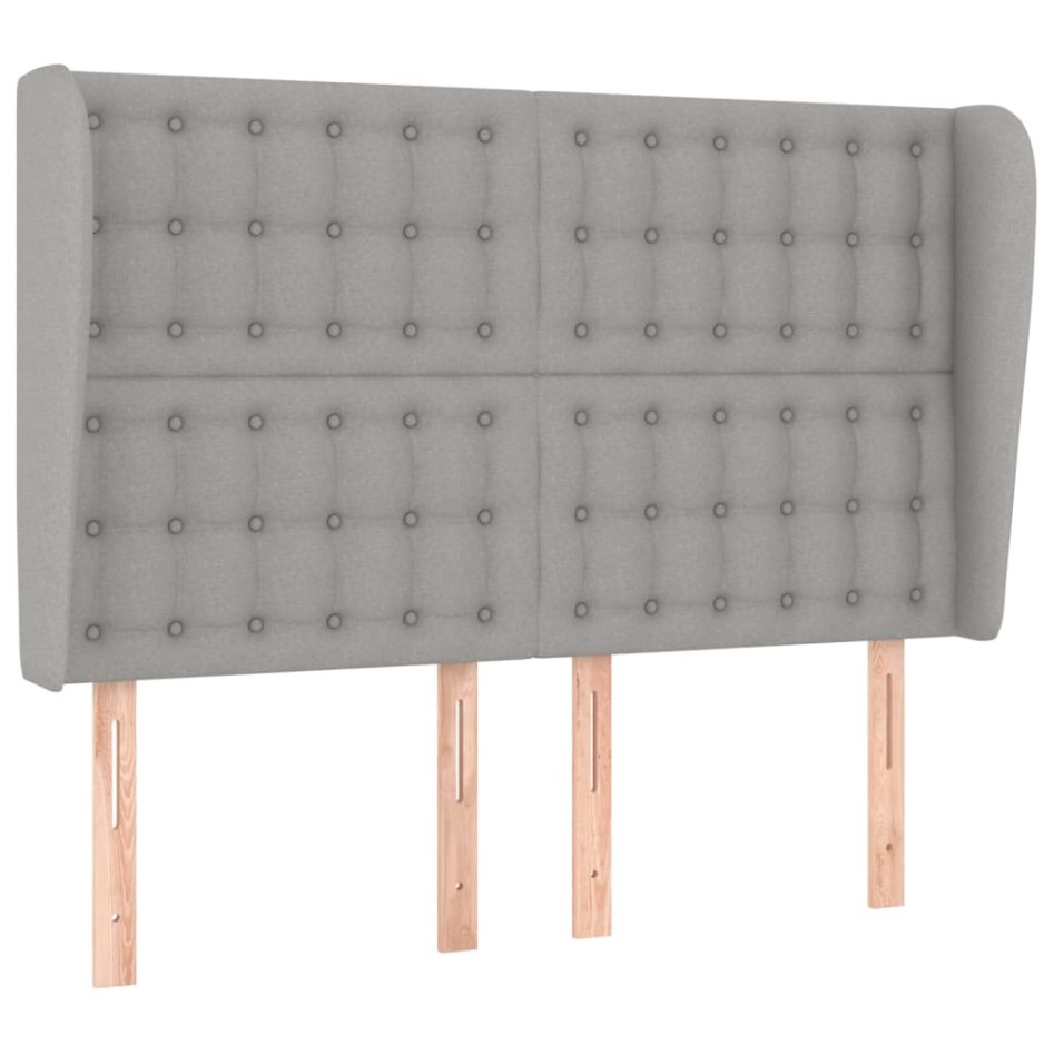 Cabecero con orejas de tela gris claro 147x23x118/128