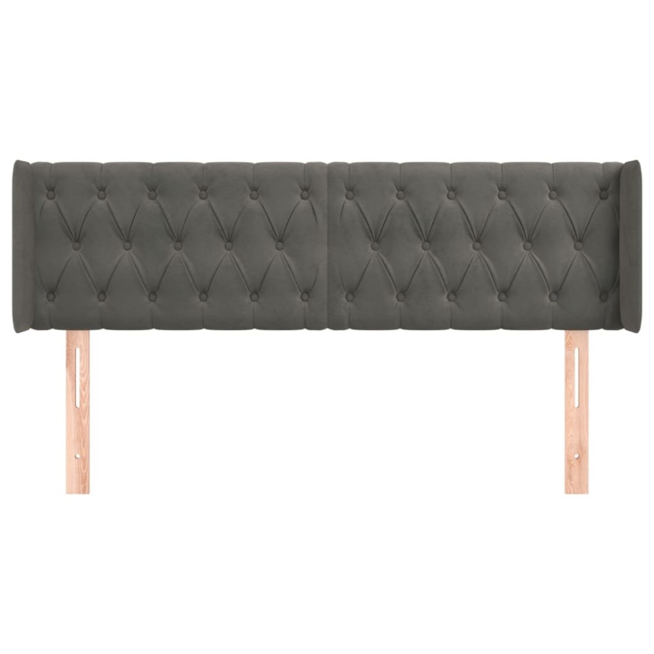 Cabecero de terciopelo gris oscuro 163x16x78/88