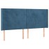 Cabecero con orejas de terciopelo azul oscuro 183x16x118/128