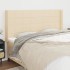 Cabecero con orejas de tela color crema 183x16x118/128