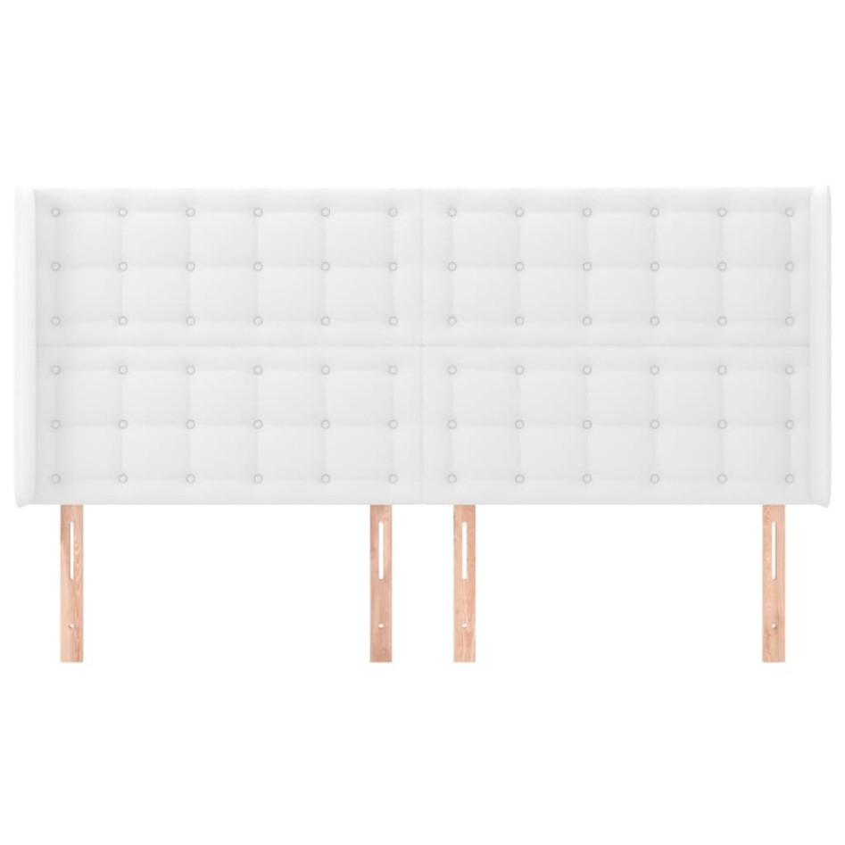 Cabecero con orejas de cuero sintético blanco 203x16x118/128