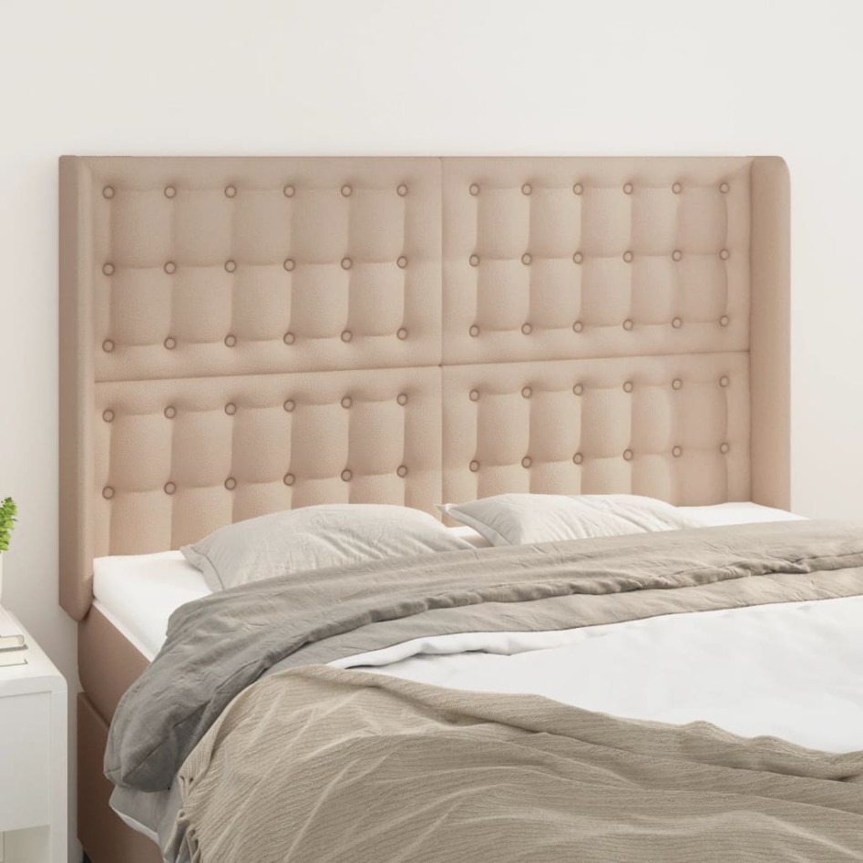 Cabecero con orejas cuero sintético capuchino 147x16x118/128