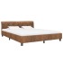 Estructura de cama de piel de ante artificial marrón 160x200