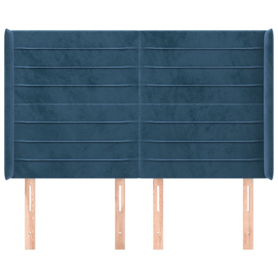 Cabecero con orejas de terciopelo azul oscuro 147x16x118/128