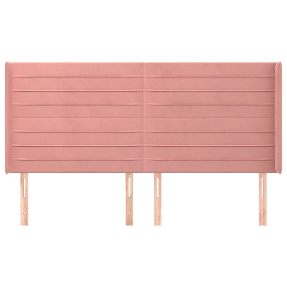 Cabecero con orejas de terciopelo rosa 183x16x118/128