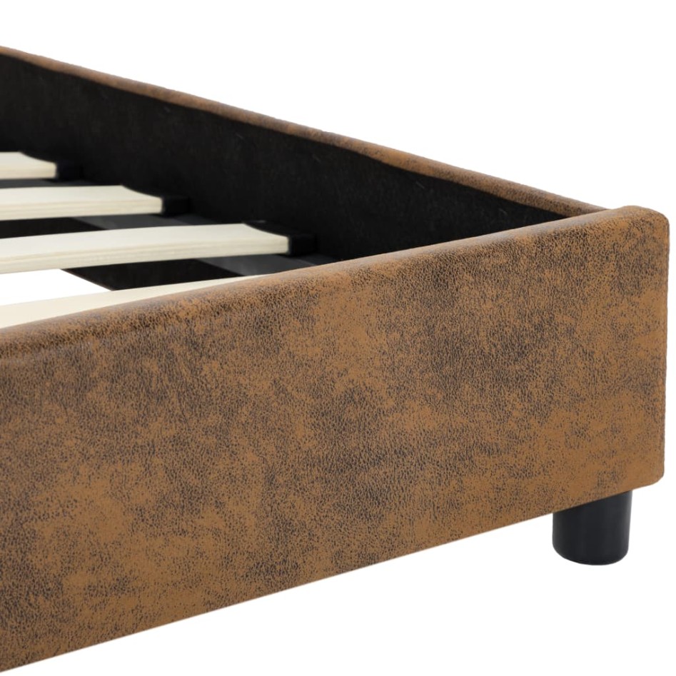 Estructura de cama de piel de ante artificial marrón 160x200