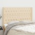 Cabecero con orejas de tela color crema 147x16x118/128