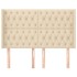 Cabecero con orejas de tela color crema 147x16x118/128