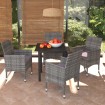 Juego muebles jardín 5 pzas con cojines ratán sintético gris