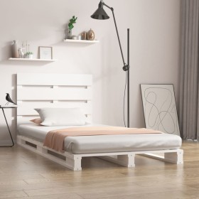 Estructura de cama sin colchón madera de pino blanca 90x200