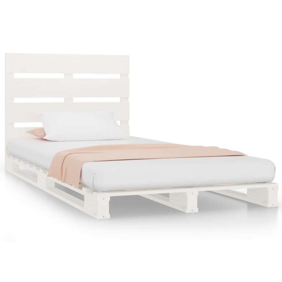 Estructura de cama sin colchón madera de pino blanca 90x200