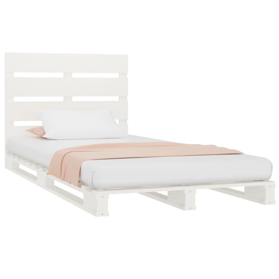 Estructura de cama sin colchón madera de pino blanca 90x200