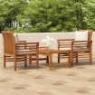Set de muebles para jardín 3 piezas con cojines madera acacia