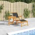 Silla de jardín con reposapiés y mesa madera acacia y