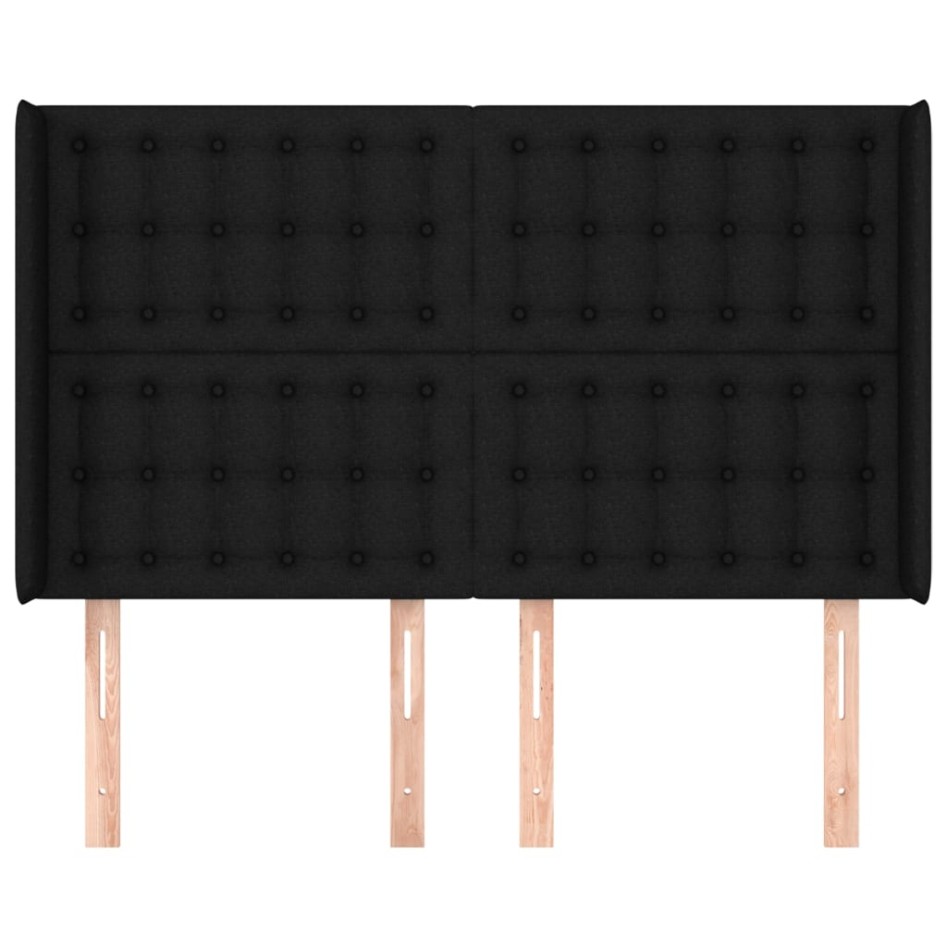 Cabecero con orejas de tela negro 147x16x118/128