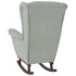 Sillón mecedora patas madera y taburete terciopelo gris
