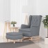 Sillón con patas mecedoras y taburete de tela gris