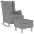 Sillón con patas mecedoras y taburete de tela gris