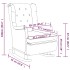 Sillón con patas mecedoras y taburete de tela gris