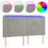 Cabecero con luces LED terciopelo gris claro 180x5x118/128
