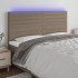 Cabecero con luces LED tela gris taupe 180x5x118/128