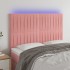 Cabecero con luces LED terciopelo rosa 144x5x118/128