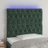 Cabecero con luces LED terciopelo verde oscuro 100x7x118/128