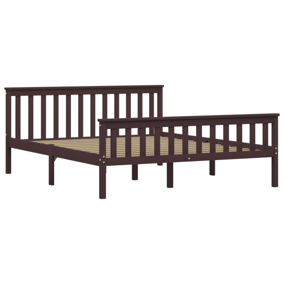 Estructura de cama madera maciza pino marrón oscuro 160x200