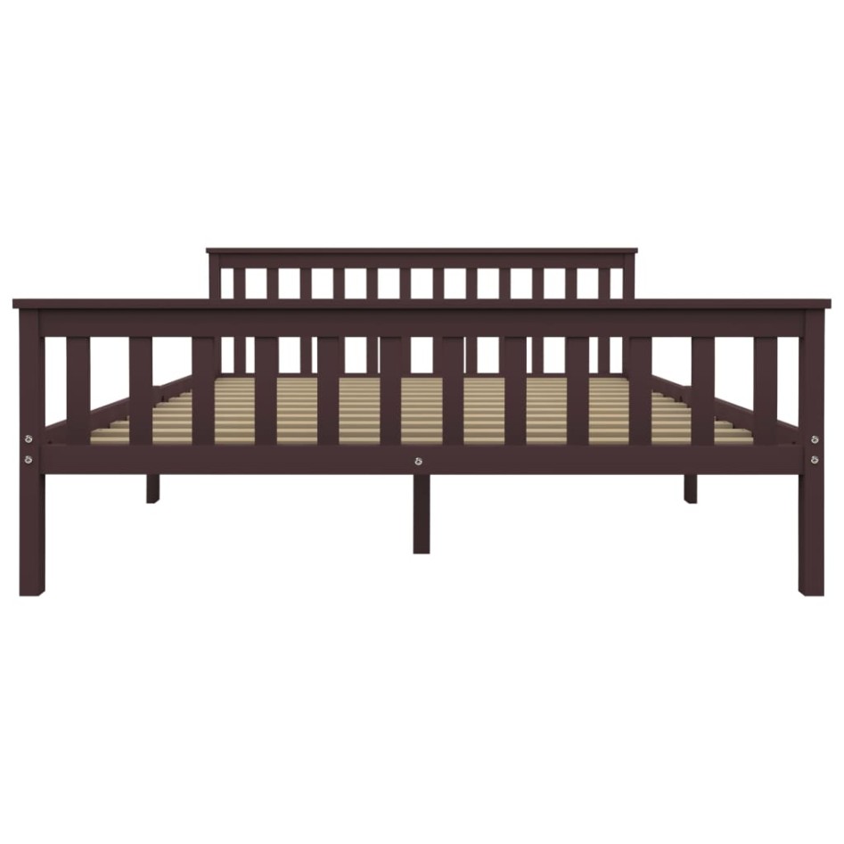 Estructura de cama madera maciza pino marrón oscuro 160x200
