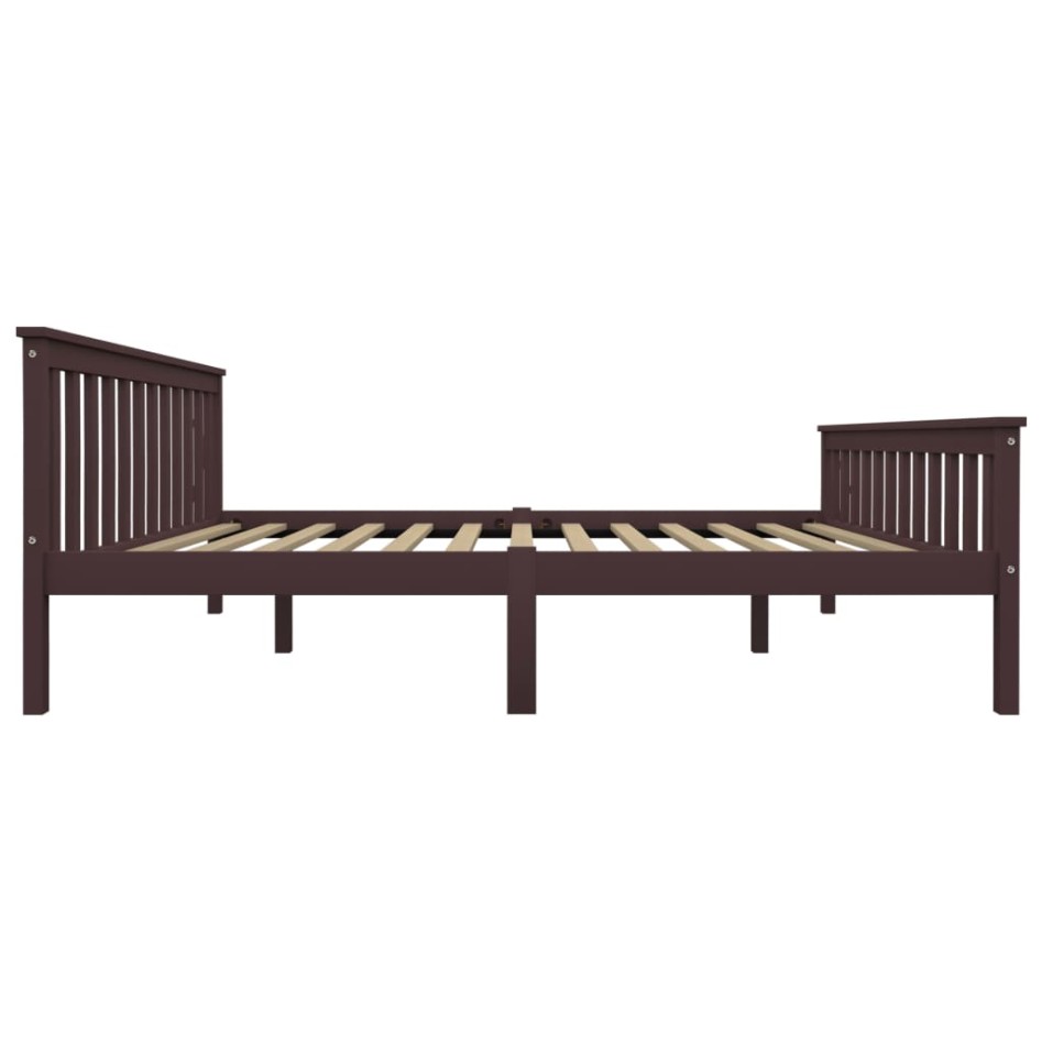 Estructura de cama madera maciza pino marrón oscuro 160x200