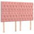 Cabecero con luces LED terciopelo rosa 144x7x118/128