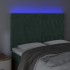 Cabecero con luces LED terciopelo verde oscuro 144x7x118/128