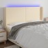 Cabecero con LED de tela color crema 163x16x118/128