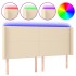 Cabecero con LED de tela color crema 183x16x118/128