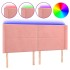 Cabecero con LED de terciopelo rosa 163x16x118/128