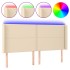 Cabecero con LED de tela color crema 183x16x118/128